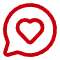 Icono de mensaje con corazón - Representa redes sociales sin estrategia: 80% publican sin plan bilingüe de IA